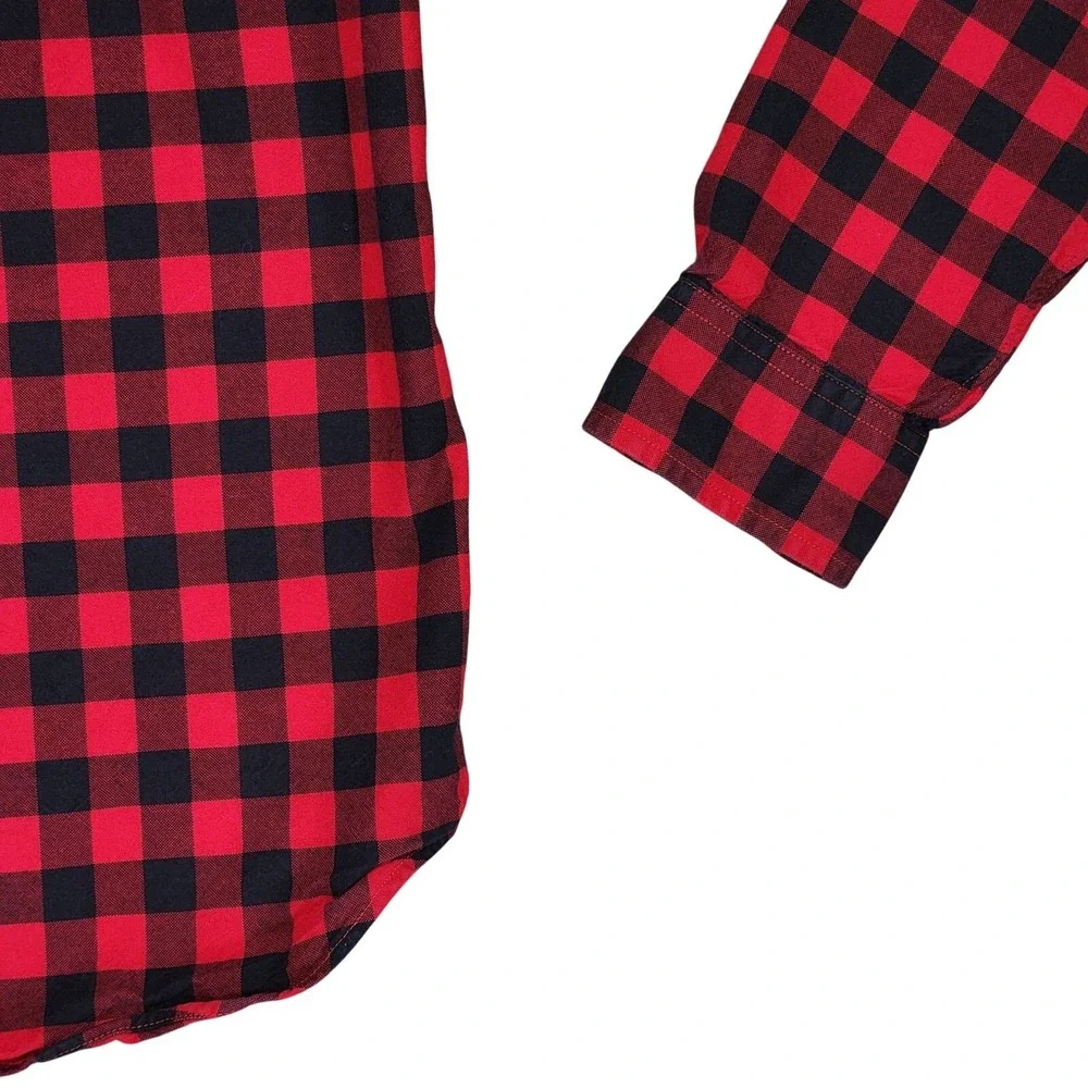 J Crew Oxford Button Down Shirt sz XS Men Buffalo Plaid Red Black‎ Cotton 36x27